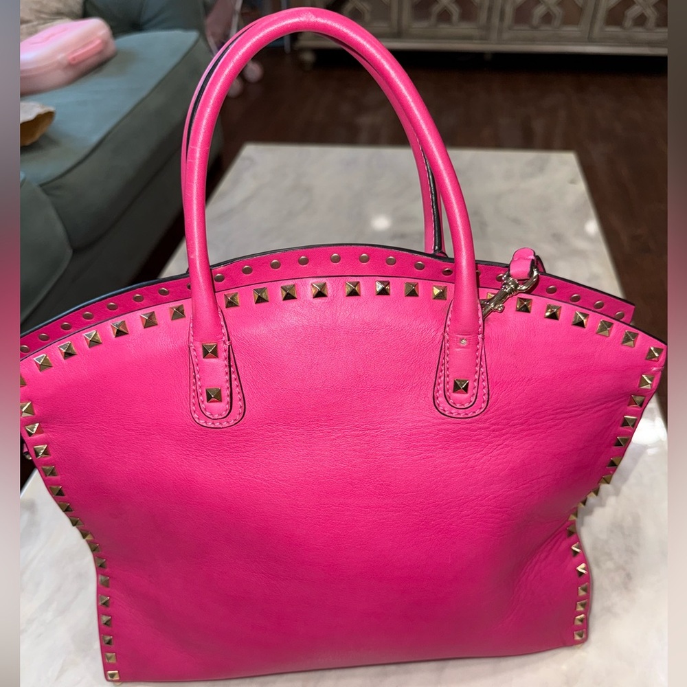 Valentino Hot Pink Studded Tote - Picture 5 of 10